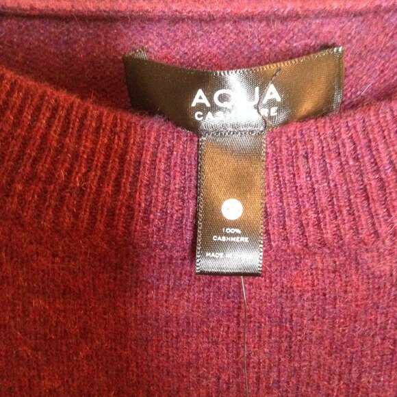 Aqua Cashmere Crew Neck Sweater Heather Burgundy XS NWT - Picture 3 of 8